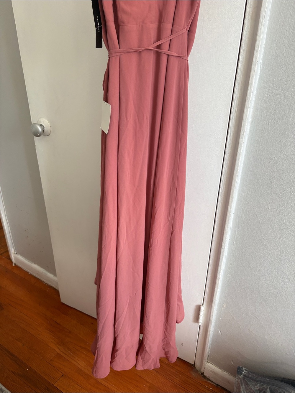 New with tags, Lulu's Dusty Rose Ruffle Wrap Maxi Dress - Picture 4 of 4
